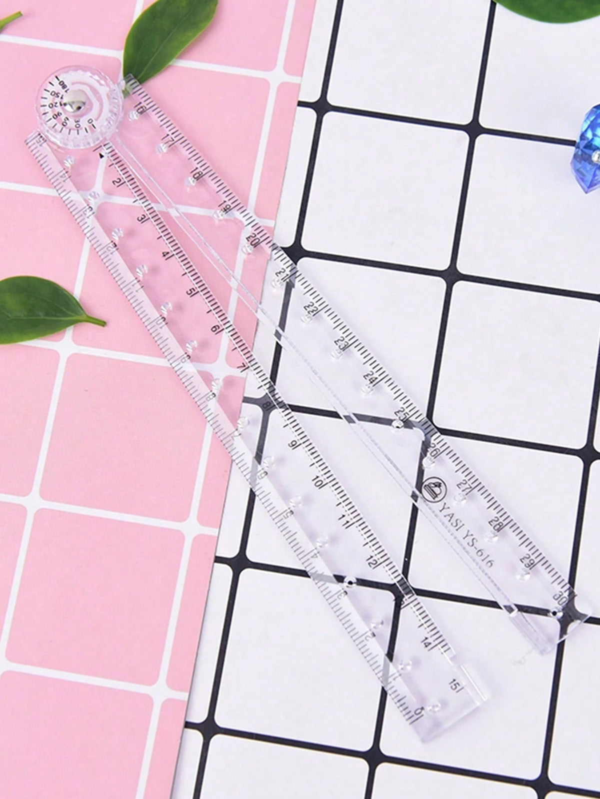 1pc/2pcs Creative Acrylic Transparent Folding Ruler, Minimalist Portable Foldable Storage, Essential Drawing And Measuring Stationery For Students