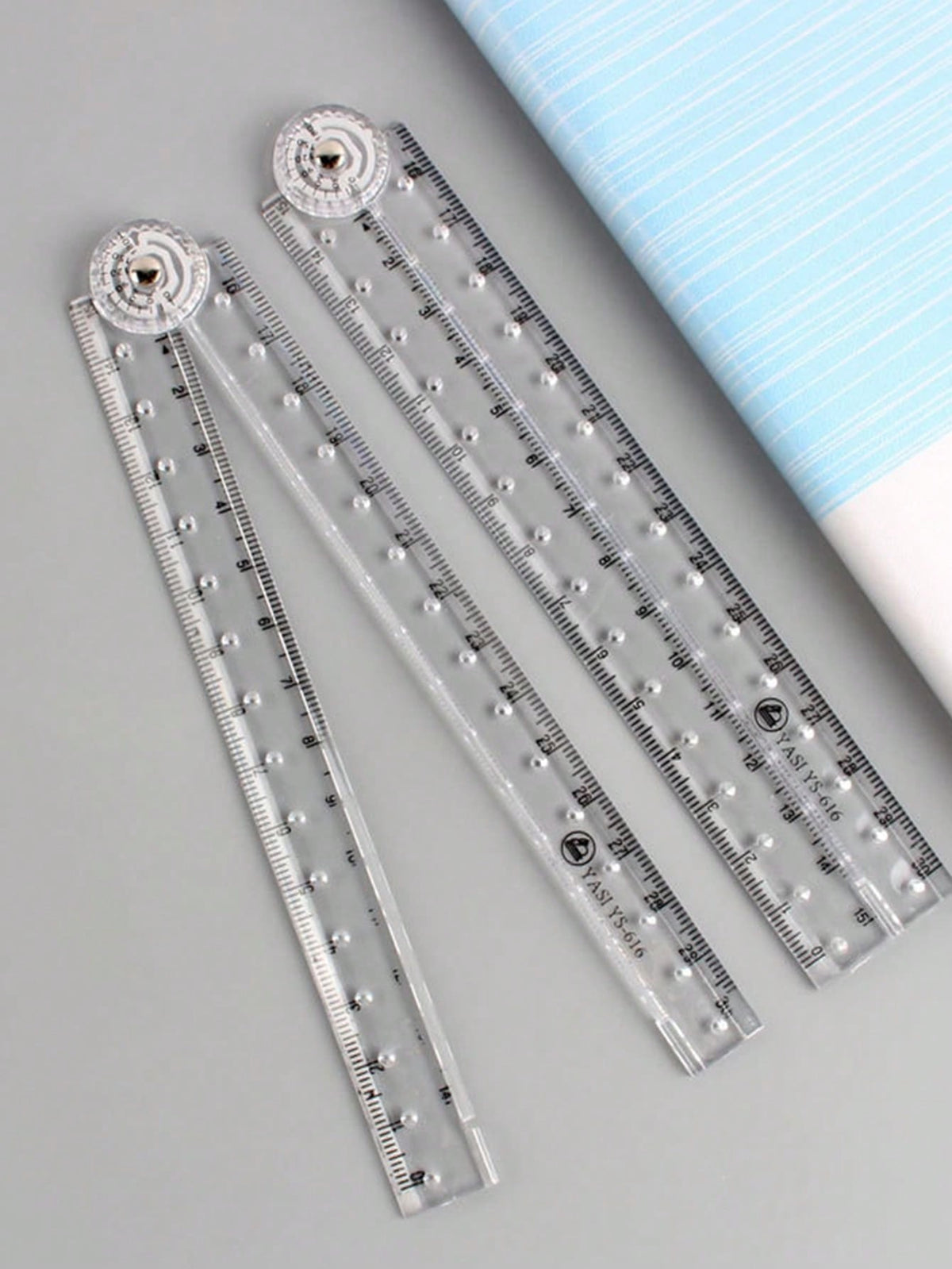1pc/2pcs Creative Acrylic Transparent Folding Ruler, Minimalist Portable Foldable Storage, Essential Drawing And Measuring Stationery For Students