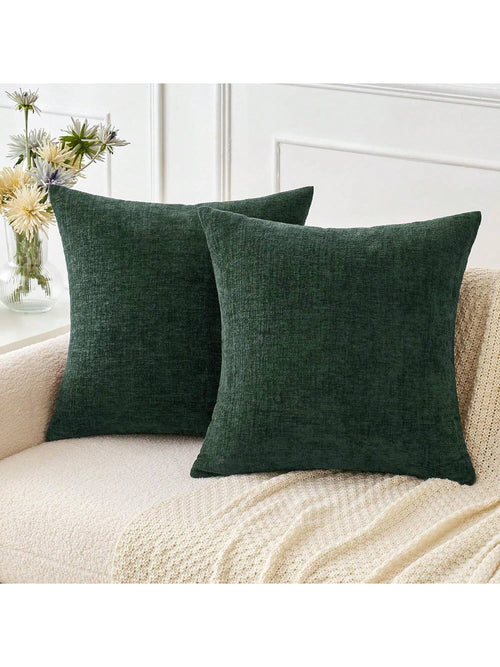 1pc/2pcs Dark Green (Pillow Insert Not Included) 3D Textured Throw Pillow Cover, Modern Farmhouse Cozy Chenille Vintage Pattern Cushion Case, Suitable For Daily Bedroom, Dining Room, Bed, Sofa, Car, D
