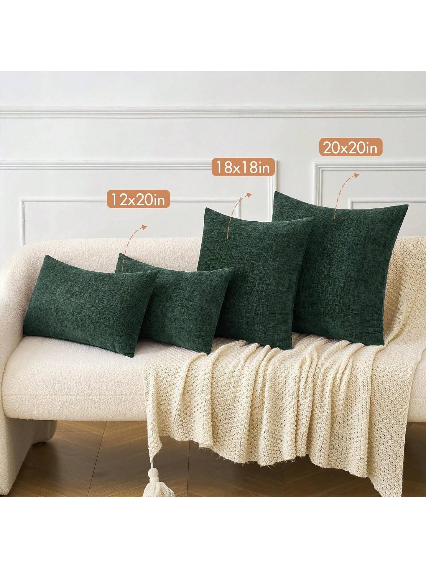 1pc/2pcs Dark Green (Pillow Insert Not Included) 3D Textured Throw Pillow Cover, Modern Farmhouse Cozy Chenille Vintage Pattern Cushion Case, Suitable For Daily Bedroom, Dining Room, Bed, Sofa, Car, D