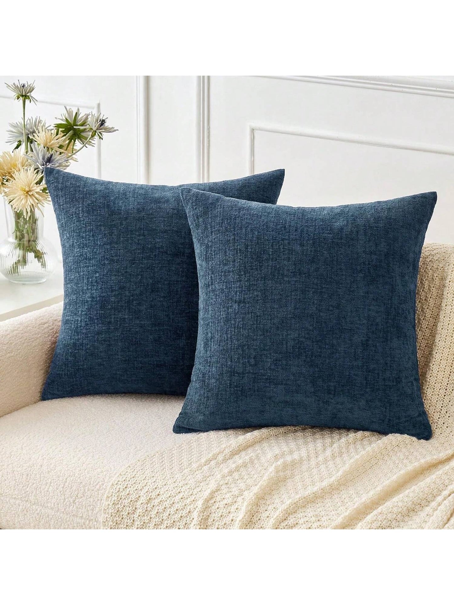 1pc/2pcs Dark Green (Pillow Insert Not Included) 3D Textured Throw Pillow Cover, Modern Farmhouse Cozy Chenille Vintage Pattern Cushion Case, Suitable For Daily Bedroom, Dining Room, Bed, Sofa, Car, D