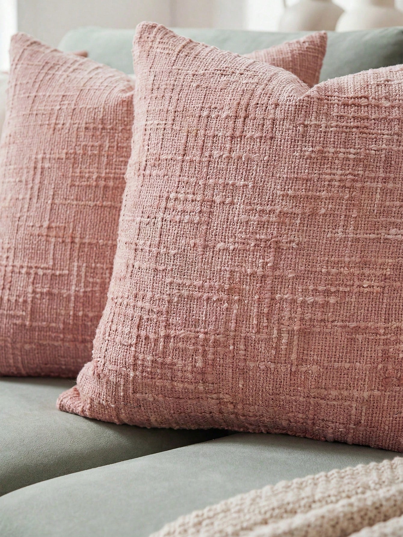 1PC/2PCS Halloween, Halloween Decoration, Watermelon Pink Textured Chenille Pillow Case 400gsm High Weight Double-Sided Same Material Soft Sofa Cushion Cover Without Insert
