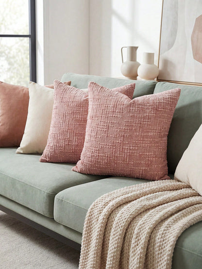 1PC/2PCS Halloween, Halloween Decoration, Watermelon Pink Textured Chenille Pillow Case 400gsm High Weight Double-Sided Same Material Soft Sofa Cushion Cover Without Insert