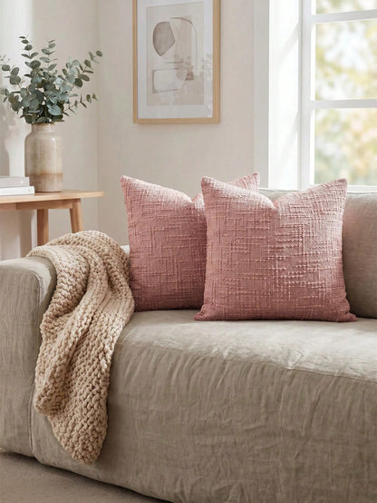1PC/2PCS Halloween, Halloween Decoration, Watermelon Pink Textured Chenille Pillow Case 400gsm High Weight Double-Sided Same Material Soft Sofa Cushion Cover Without Insert