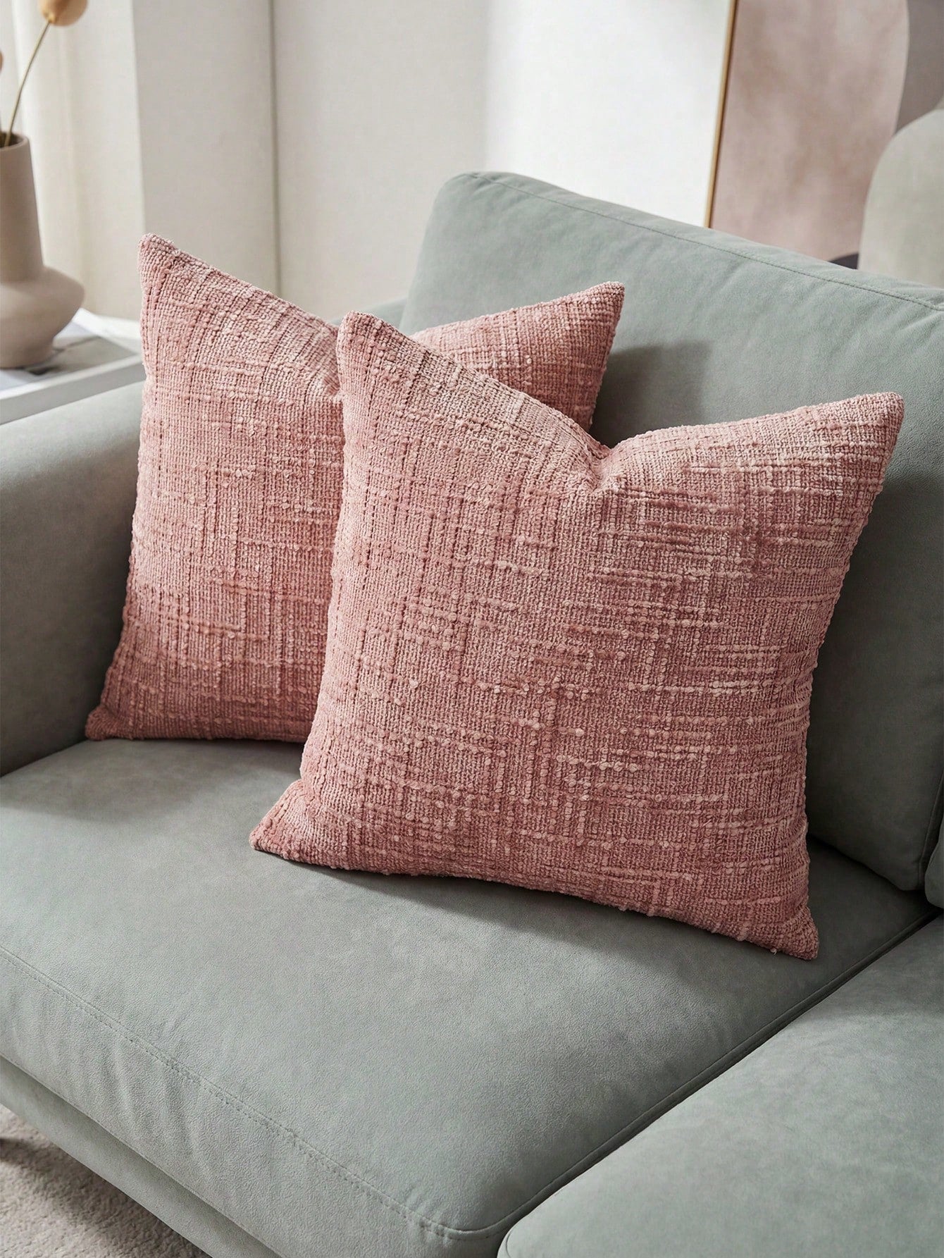 1PC/2PCS Halloween, Halloween Decoration, Watermelon Pink Textured Chenille Pillow Case 400gsm High Weight Double-Sided Same Material Soft Sofa Cushion Cover Without Insert