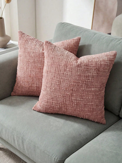 1PC/2PCS Halloween, Halloween Decoration, Watermelon Pink Textured Chenille Pillow Case 400gsm High Weight Double-Sided Same Material Soft Sofa Cushion Cover Without Insert