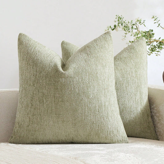 1pc/2pcs Sage Green (Pillow Insert Not Included) Multi-Color Textured Pillowcase, Modern Farmhouse Chenille 3D Textured Soft Breathable Cushion Cover, Suitable For Daily Bedroom, Dining Room, Bed, Sof