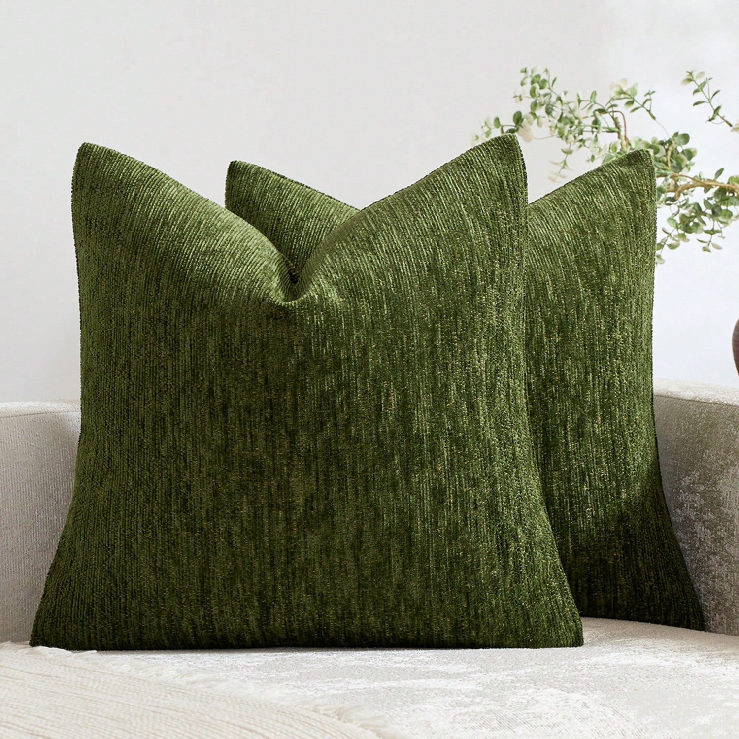 1pc/2pcs Sage Green (Pillow Insert Not Included) Multi-Color Textured Pillowcase, Modern Farmhouse Chenille 3D Textured Soft Breathable Cushion Cover, Suitable For Daily Bedroom, Dining Room, Bed, Sof