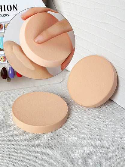 1PC/2PCS Soft Latex Round Makeup Sponge, Dual-Use Dry & Wet Foundation Applicator, Makeup Tool For Face Makeup