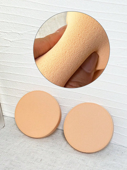 1PC/2PCS Soft Latex Round Makeup Sponge, Dual-Use Dry & Wet Foundation Applicator, Makeup Tool For Face Makeup