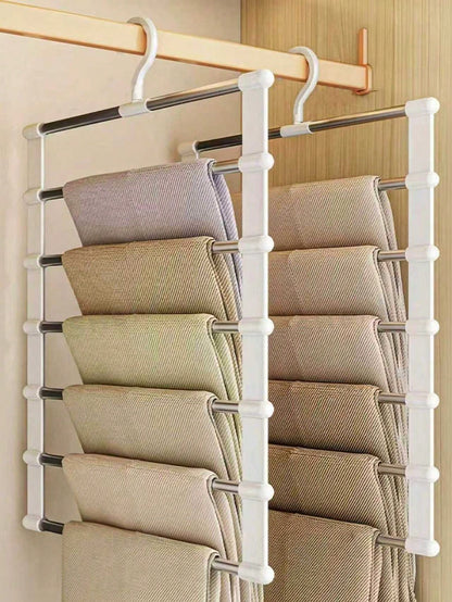 1pc/2pcs Wardrobe Storage Organizer Rack, Pants Hanger Saves Space, Made Of Aluminum Alloy, Used For Organizing And Storing Clothes, Scarves, Jeans, Essential For Dorm, College Girls, Household