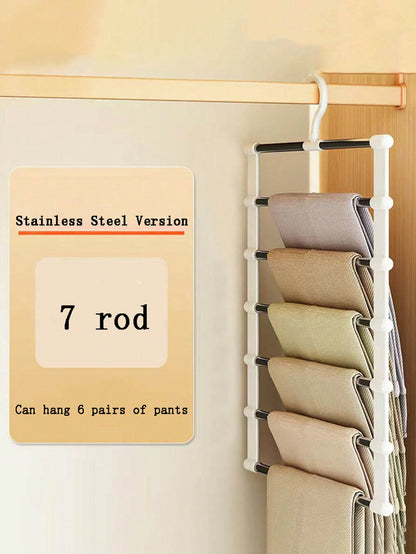 1pc/2pcs Wardrobe Storage Organizer Rack, Pants Hanger Saves Space, Made Of Aluminum Alloy, Used For Organizing And Storing Clothes, Scarves, Jeans, Essential For Dorm, College Girls, Household