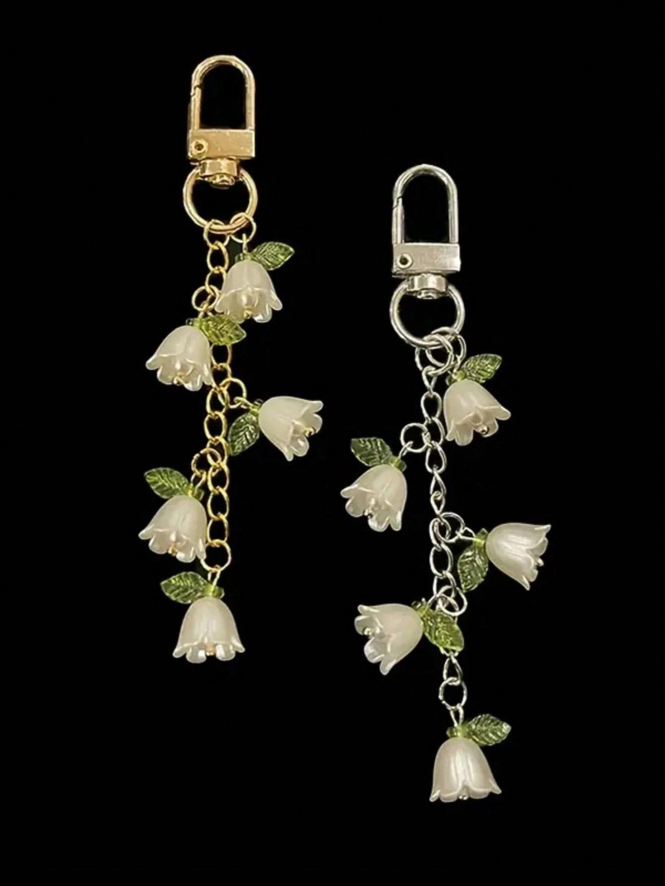 1pc/2pcs Women's Elegant Lily Of The Valley Keychain, Lily Of The Valley Beaded Pendant, Fresh Style Hanging Decoration Suitable For Bags, Backpacks And Car Key Fobs