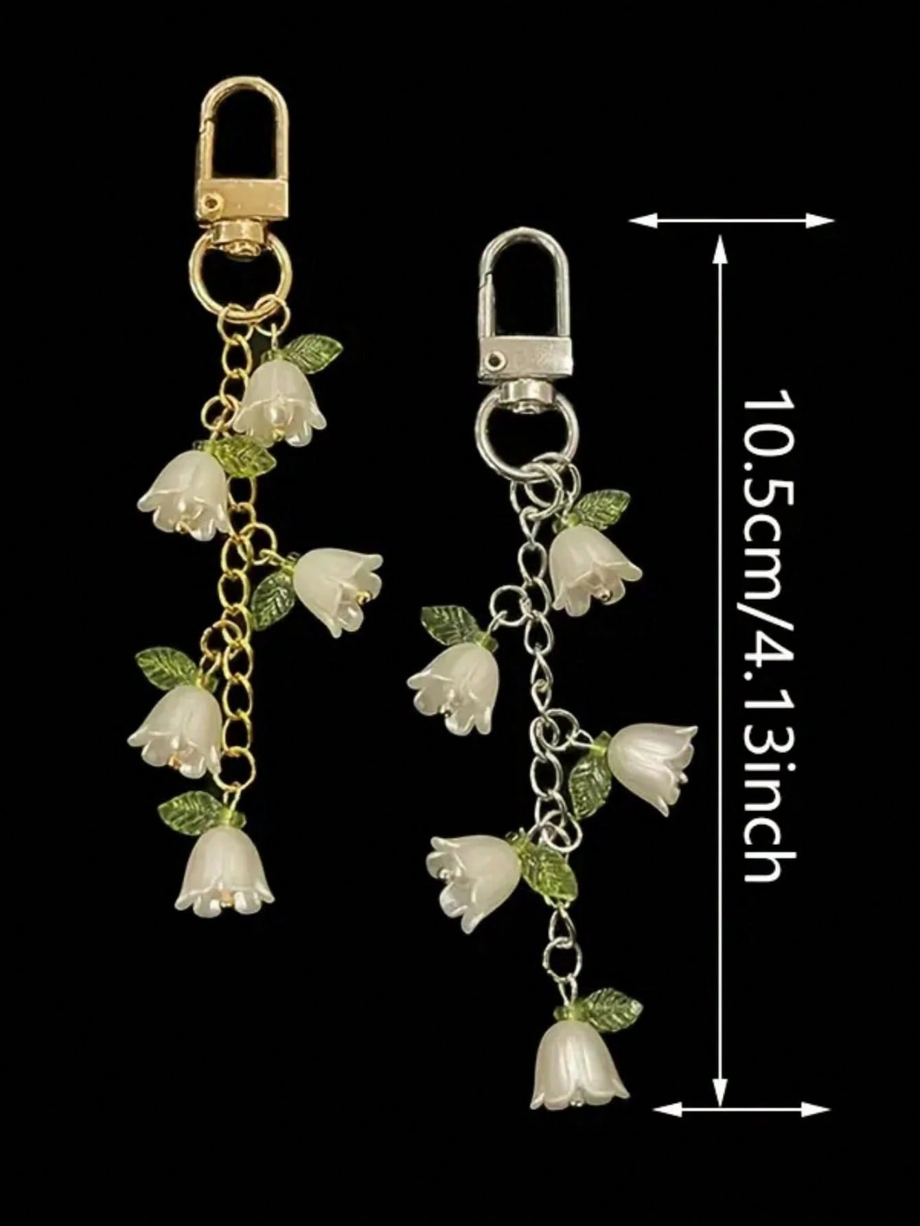 1pc/2pcs Women's Elegant Lily Of The Valley Keychain, Lily Of The Valley Beaded Pendant, Fresh Style Hanging Decoration Suitable For Bags, Backpacks And Car Key Fobs