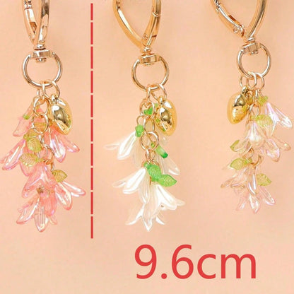 1pc/2pcs Women's Elegant Lily Of The Valley Keychain, Lily Of The Valley Beaded Pendant, Fresh Style Hanging Decoration Suitable For Bags, Backpacks And Car Key Fobs