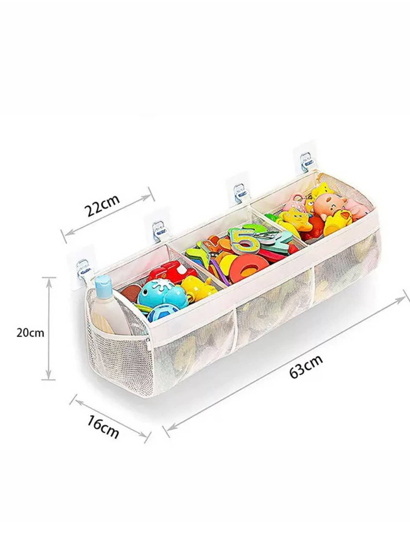 1pc 3-Compartment Wide-Opening Bathtub Toy Storage Organizer, Suitable For Bathtub, Upgraded Capacity, Used For Storing And Supporting Bath Toys