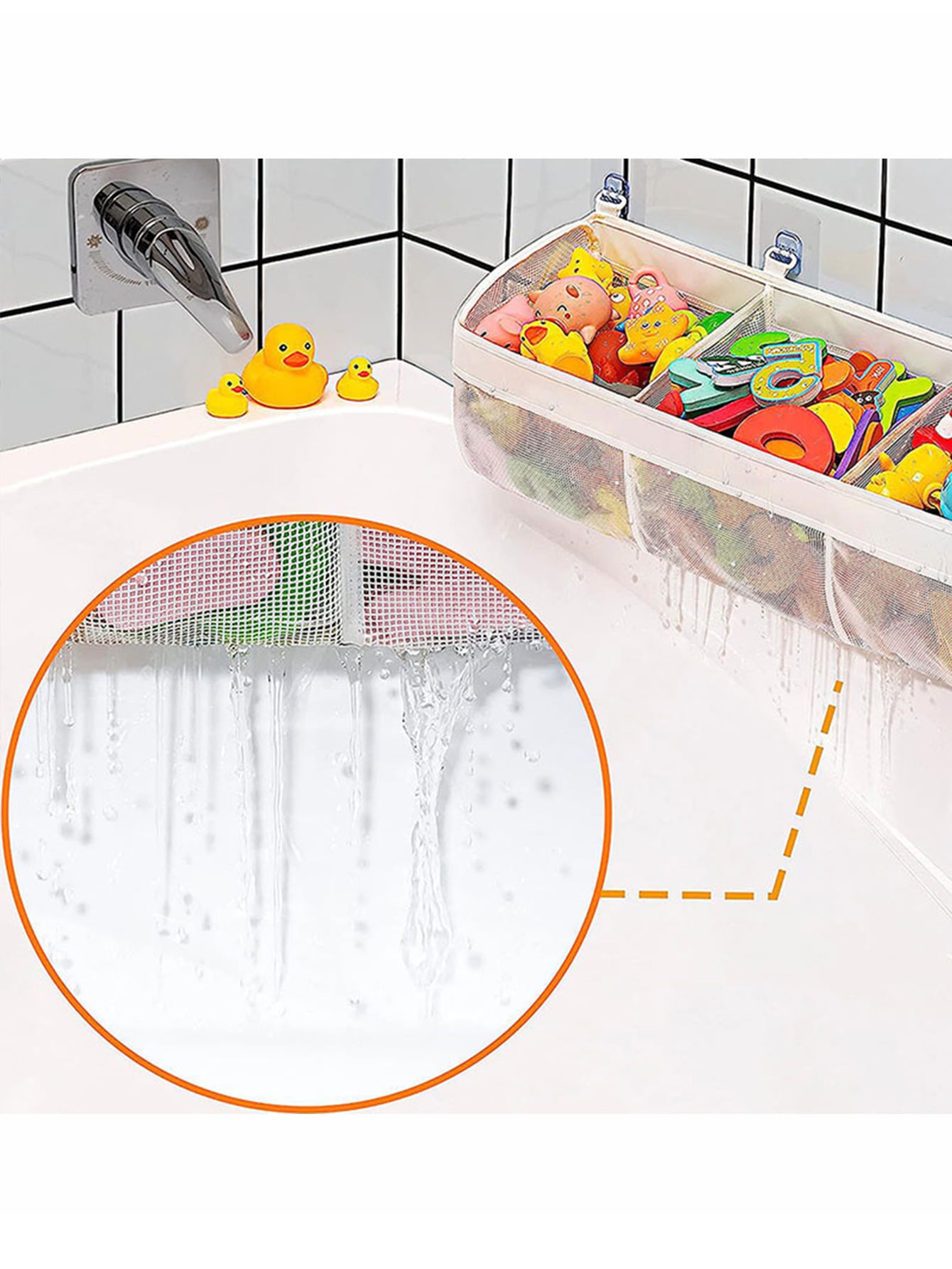 1pc 3-Compartment Wide-Opening Bathtub Toy Storage Organizer, Suitable For Bathtub, Upgraded Capacity, Used For Storing And Supporting Bath Toys
