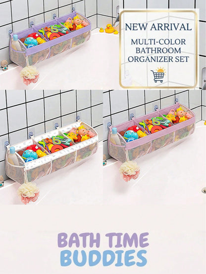 1pc 3-Compartment Wide-Opening Bathtub Toy Storage Organizer, Suitable For Bathtub, Upgraded Capacity, Used For Storing And Supporting Bath Toys