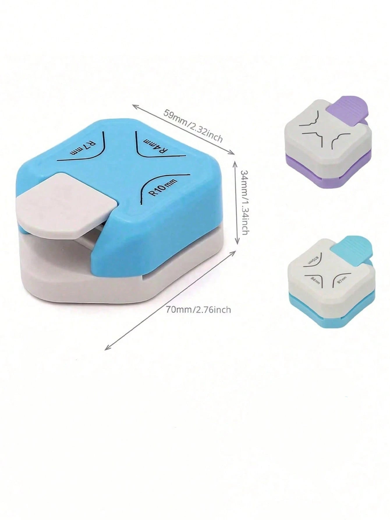 1pc 3-In-1 Mini Corner Rounder, R4/R7/R10mm Corner Cutter, DIY Paper Trimmer, Card Scrapbook Punch, Paper Corner Rounder, Manual Punch, Cutter, Envelope Punch Board, Punch, Laminating, DIY Projects, P