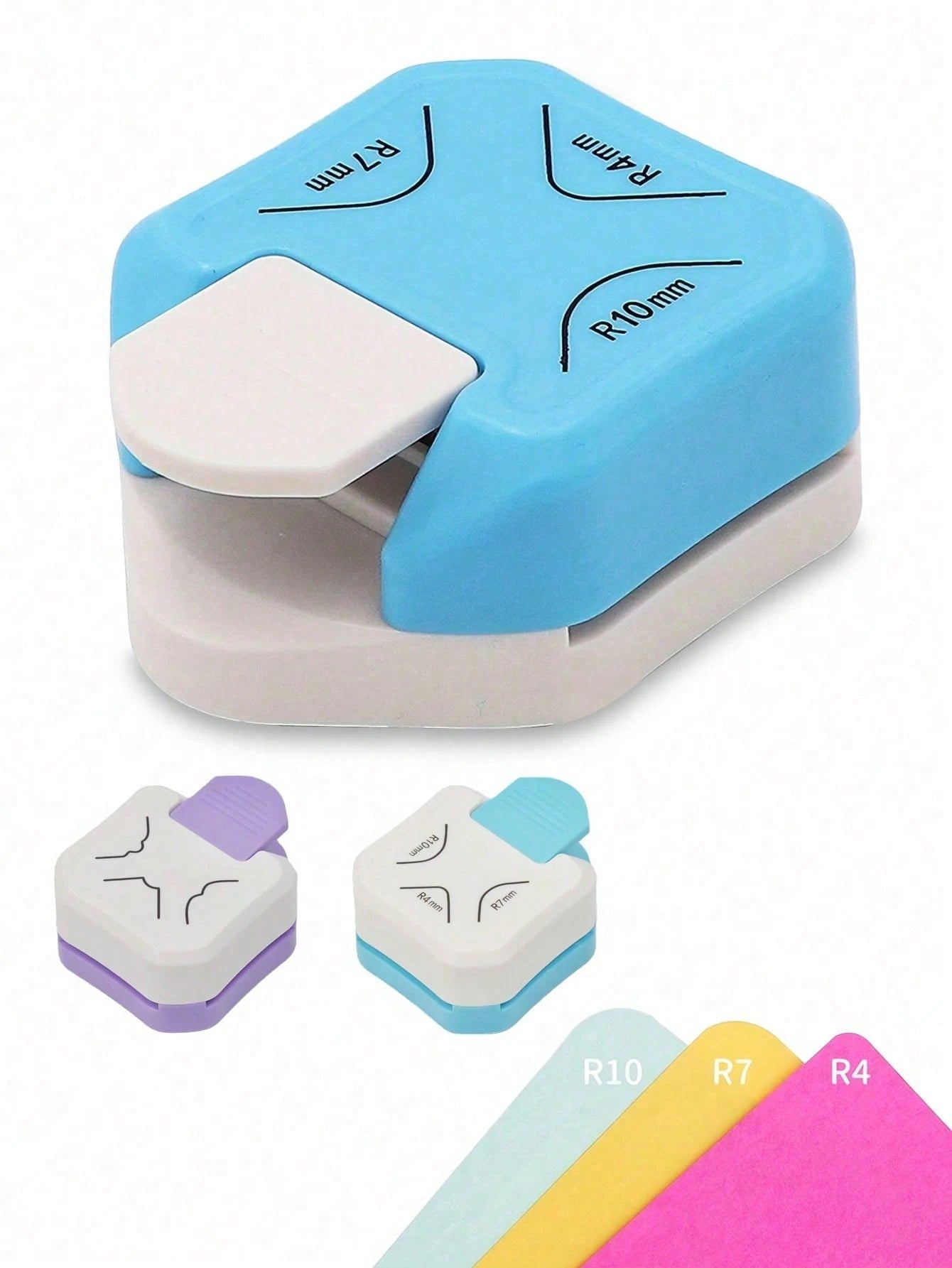 1pc 3-In-1 Mini Corner Rounder, R4/R7/R10mm Corner Cutter, DIY Paper Trimmer, Card Scrapbook Punch, Paper Corner Rounder, Manual Punch, Cutter, Envelope Punch Board, Punch, Laminating, DIY Projects, P