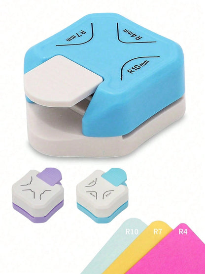 1pc 3-In-1 Mini Corner Rounder, R4/R7/R10mm Corner Cutter, DIY Paper Trimmer, Card Scrapbook Punch, Paper Corner Rounder, Manual Punch, Cutter, Envelope Punch Board, Punch, Laminating, DIY Projects, P