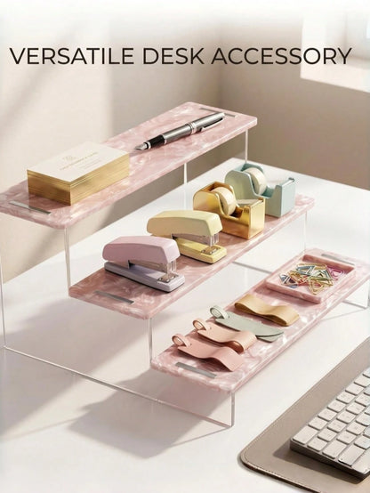 1pc 3-Tier Mica Ripple Acrylic Display Stand, Perfume Organizer Display Riser,Clear Cosmetic Display Shelf For Bathroom Vanity,Cupcake Stand For Party Dessert.Suitable For Perfume Collectors,Beauty St