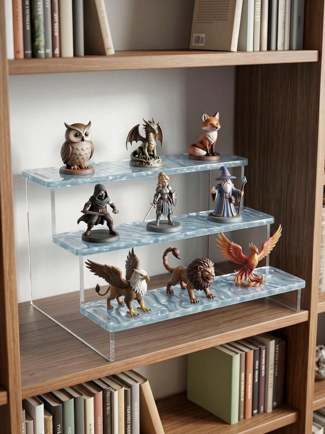 1pc 3-Tier Mica Ripple Acrylic Display Stand, Perfume Organizer Display Riser,Clear Cosmetic Display Shelf For Bathroom Vanity,Cupcake Stand For Party Dessert.Suitable For Perfume Collectors,Beauty St