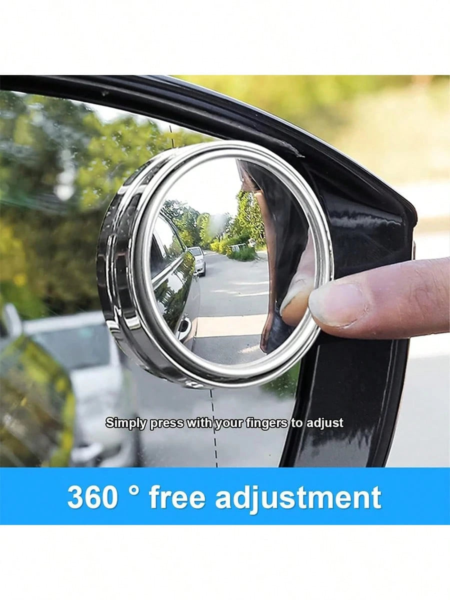1PC 360° Adjustable Blind Spot Mirror, Round Convex Auxiliary Rearview Mirror For Car, Wide Angle Stick-On Spot Mirror For Vehicle Safety Driving Accessories