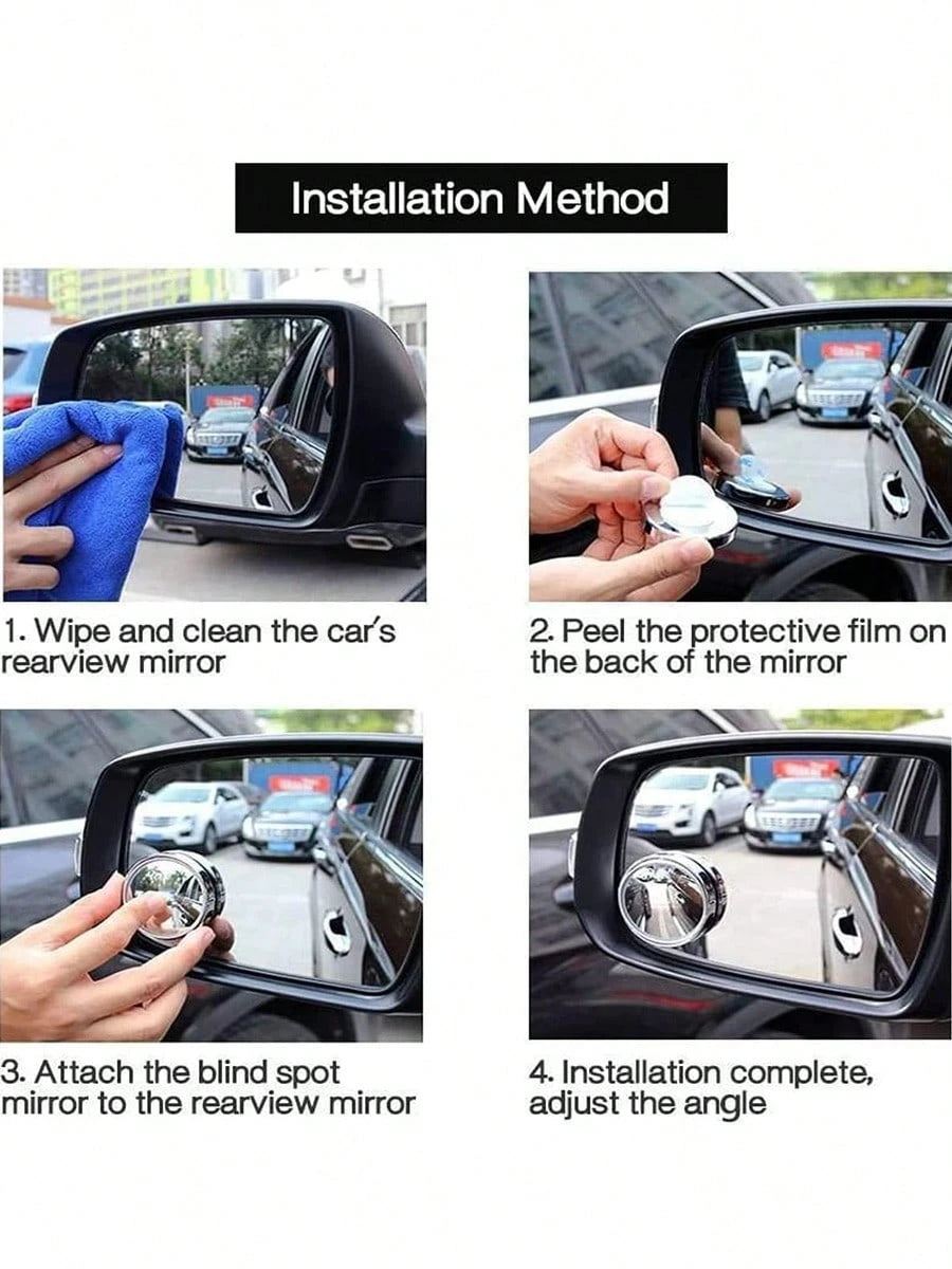 1PC 360° Adjustable Blind Spot Mirror, Round Convex Auxiliary Rearview Mirror For Car, Wide Angle Stick-On Spot Mirror For Vehicle Safety Driving Accessories