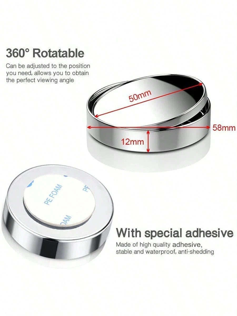 1PC 360° Adjustable Blind Spot Mirror, Round Convex Auxiliary Rearview Mirror For Car, Wide Angle Stick-On Spot Mirror For Vehicle Safety Driving Accessories