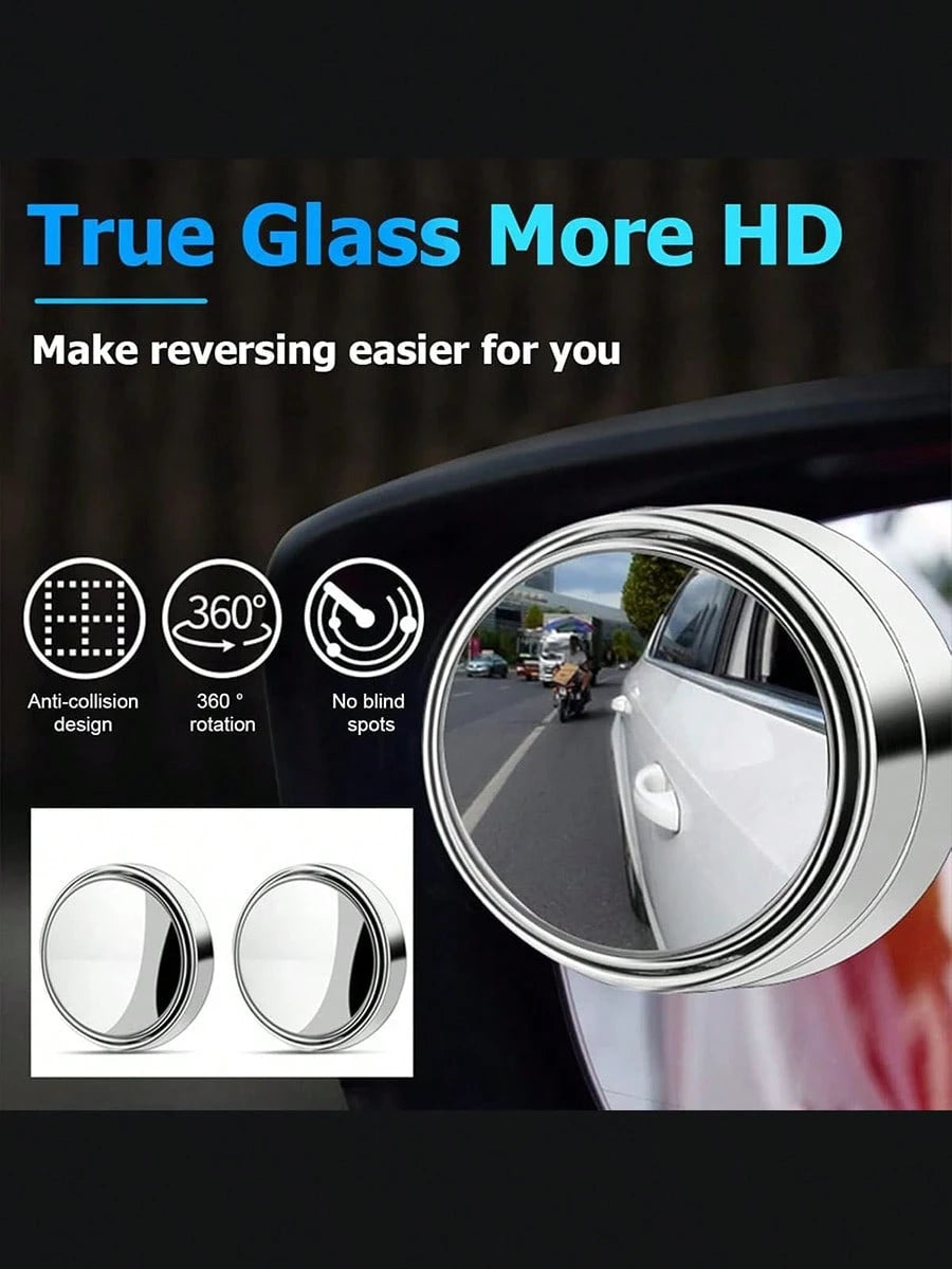 1PC 360° Adjustable Blind Spot Mirror, Round Convex Auxiliary Rearview Mirror For Car, Wide Angle Stick-On Spot Mirror For Vehicle Safety Driving Accessories