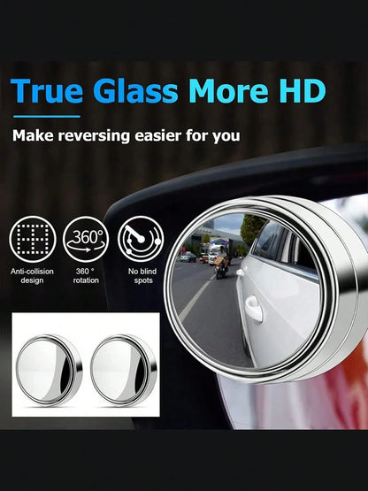 1PC 360° Adjustable Blind Spot Mirror, Round Convex Auxiliary Rearview Mirror For Car, Wide Angle Stick-On Spot Mirror For Vehicle Safety Driving Accessories