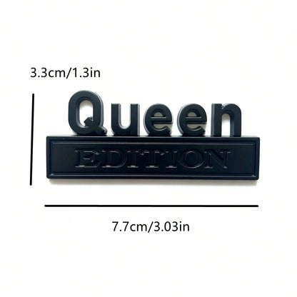 1pc 3D Metal Car Sticker Queen EDITION, Applicable For Cars, Trucks, Motorcycles, SUVs On Engine Hood, Trunk, Fenders, Side Doors, Body Decor Accessories