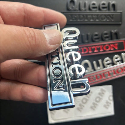 1pc 3D Metal Car Sticker Queen EDITION, Applicable For Cars, Trucks, Motorcycles, SUVs On Engine Hood, Trunk, Fenders, Side Doors, Body Decor Accessories
