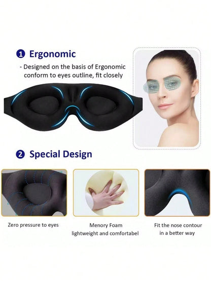 1pc 3D Sleep Mask Natural Sleeping Eye Mask Eyeshade Cover Shade Eye Patch Women Men Soft Portable Blindfold Travel Eyepatch,School,Back To School,Travel,Travel Essentials,Home Essentials,Eye Mask,Sle