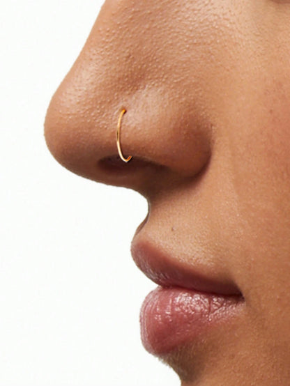 1pc/3pcs/5pcs Women/Girls Fake Nose Ring, Gold Stainless Steel D-Shape, Minimalist American Style, Personalized Letter, Hip Hop Street Style, Nose Stud Jewelry