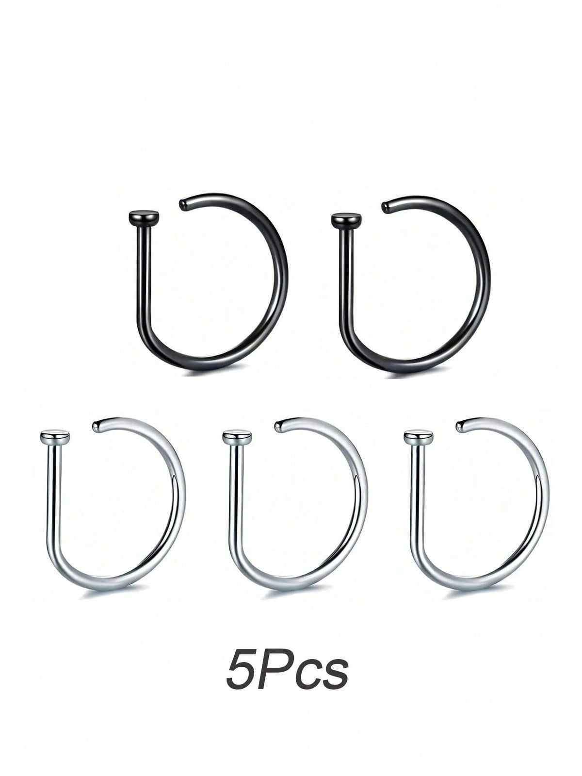 1pc/3pcs/5pcs Women/Girls Fake Nose Ring, Gold Stainless Steel D-Shape, Minimalist American Style, Personalized Letter, Hip Hop Street Style, Nose Stud Jewelry
