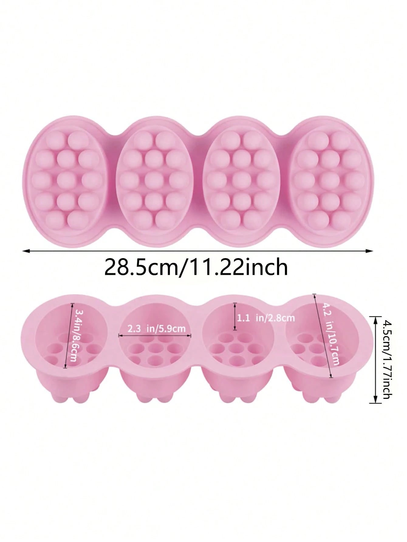 1PC 4-Cavity Oval Silicone Mold Massage Silicone Soap Mold Bar Soap Making Tool DIY Handmade Oval Spa Soap Plaster Aromatherapy Decorative Ornament Mold