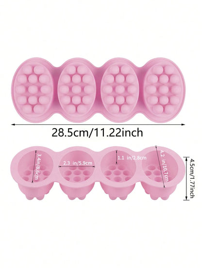 1PC 4-Cavity Oval Silicone Mold Massage Silicone Soap Mold Bar Soap Making Tool DIY Handmade Oval Spa Soap Plaster Aromatherapy Decorative Ornament Mold