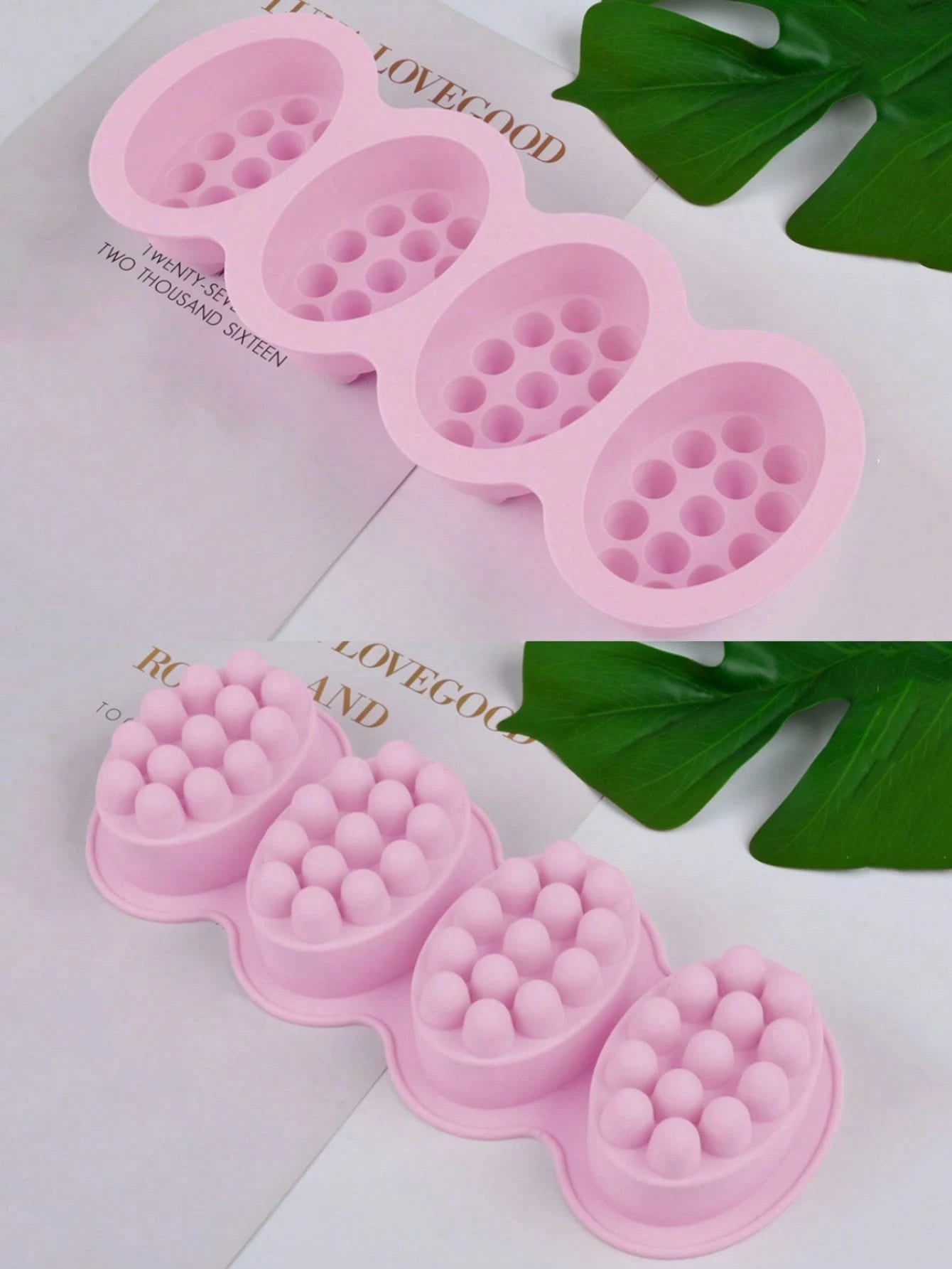 1PC 4-Cavity Oval Silicone Mold Massage Silicone Soap Mold Bar Soap Making Tool DIY Handmade Oval Spa Soap Plaster Aromatherapy Decorative Ornament Mold