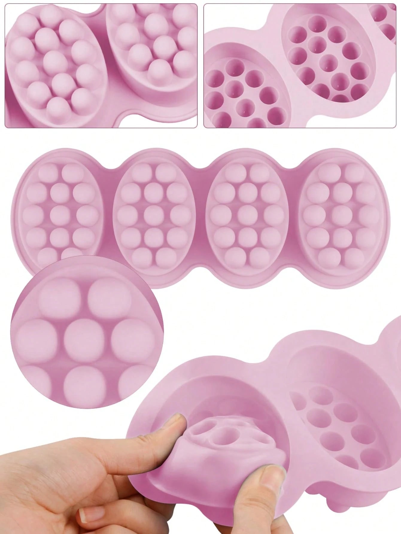 1PC 4-Cavity Oval Silicone Mold Massage Silicone Soap Mold Bar Soap Making Tool DIY Handmade Oval Spa Soap Plaster Aromatherapy Decorative Ornament Mold