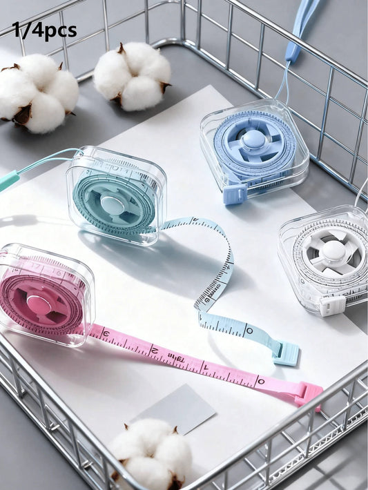 1pc/4pcs Set- 2m/6ft Flexible Tape Measure With Retractable Locking Mechanism And Clear Cm/Inch Markings, Body Measurement Flexible Tape Measure With Ergonomic Handle, Portable Sewing Tape Measure Fo