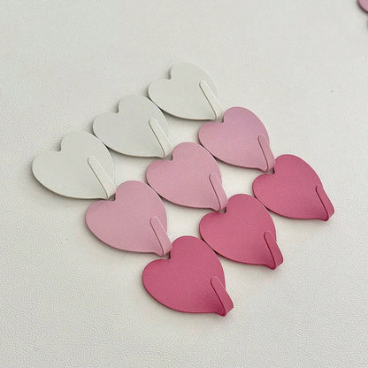 1pc/5pcs Heart-Shaped Adhesive Wall Hooks, No Drilling, Self-Adhesive, For Bedroom, Dorm, Keys Hanger