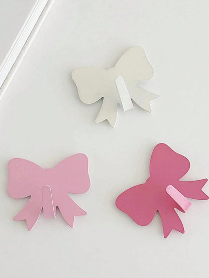 1pc/5pcs Heart-Shaped Adhesive Wall Hooks, No Drilling, Self-Adhesive, For Bedroom, Dorm, Keys Hanger