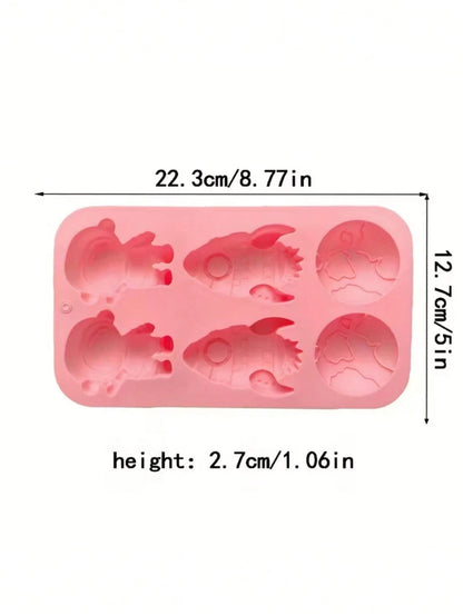 1pc 6-Cavity Silicone Rocket Astronaut Shaped Soap Mold, Epoxy Resin Mold, Candle Mold, Soap Mold, Clay Mold, Plaster Resin Crafting Mold, For DIY Decoration, Suitable For Halloween, Christmas And New