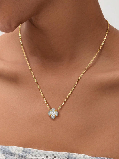 1pc 925 Sterling Silver Four-Leaf Clover Pendant Necklace, Suitable For Women To Wear On Holidays, Dates, Parties, Anniversaries, And Everyday