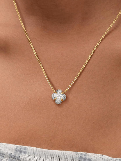 1pc 925 Sterling Silver Four-Leaf Clover Pendant Necklace, Suitable For Women To Wear On Holidays, Dates, Parties, Anniversaries, And Everyday
