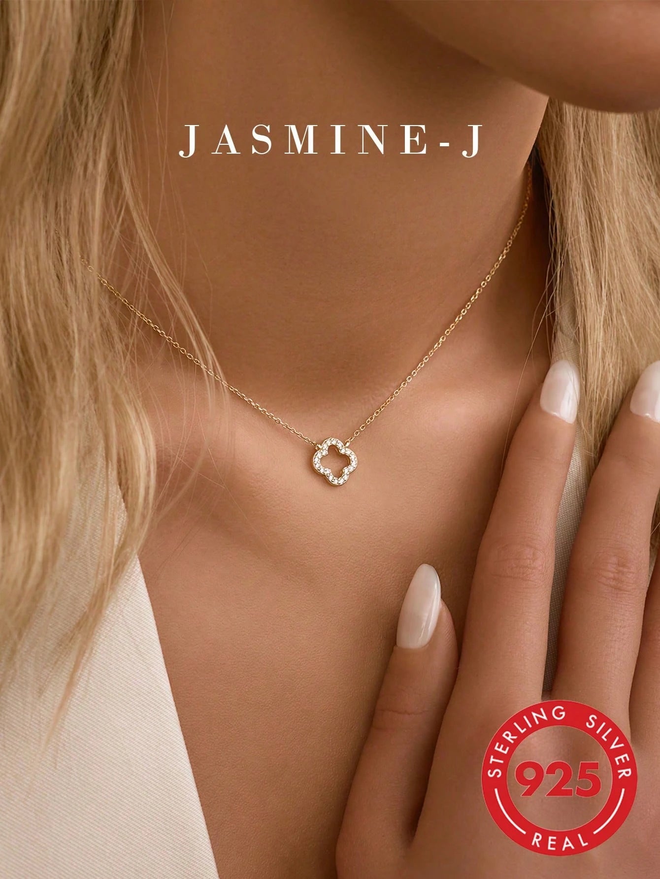1pc 925 Sterling Silver Hollow Four-Leaf Clover Necklace, Inlaid With Diamonds, 14K Gold Plated, Low Allergy, Classic Minimalist Four-Leaf Clover Flower Necklace, Suitable For Women's Daily Wear, Perf