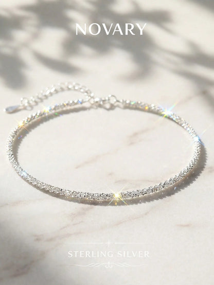1pc 925 Sterling Silver Lightweight Shiny Anklet/Bracelet, Delicate Minimalist, Elegant Jewelry, Wedding Accessory Gift For Women & Girls