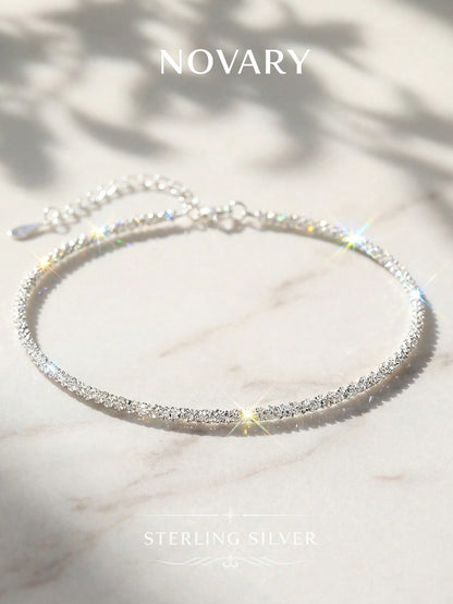 1pc 925 Sterling Silver Lightweight Shiny Anklet/Bracelet, Delicate Minimalist, Elegant Jewelry, Wedding Accessory Gift For Women & Girls